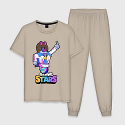 Пижама хлопковая мужская STU Disco СТУ Диско, цвет: миндальный