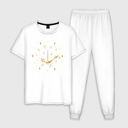 Пижама хлопковая мужская Золотые часы, цвет: белый