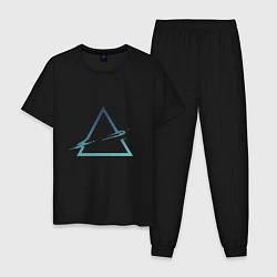 Пижама хлопковая мужская Абстрактный жидкий треугольник, цвет: черный