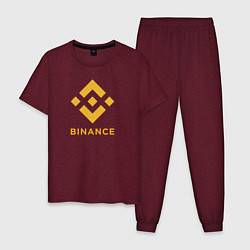 Пижама хлопковая мужская BINANCE БИНАНС БИРЖА, цвет: меланж-бордовый