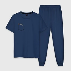 Пижама хлопковая мужская Дарк соулс карман, цвет: тёмно-синий