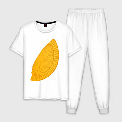 Пижама хлопковая мужская Сочный чебурек, цвет: белый