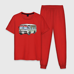 Пижама хлопковая мужская Пазик, цвет: красный