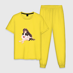 Пижама хлопковая мужская Отдыхающая Ху Тао, цвет: желтый