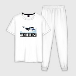 Пижама хлопковая мужская Wanderlust, цвет: белый