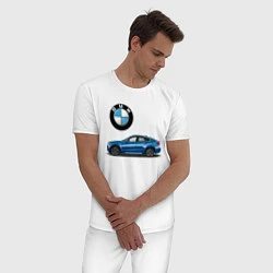 Пижама хлопковая мужская BMW X6, цвет: белый — фото 2