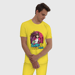 Пижама хлопковая мужская Аниме Summer Time, цвет: желтый — фото 2