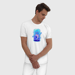 Пижама хлопковая мужская Замкнутое пространство Акула, цвет: белый — фото 2