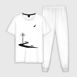 Пижама хлопковая мужская Одиночество длинной дистанции, цвет: белый