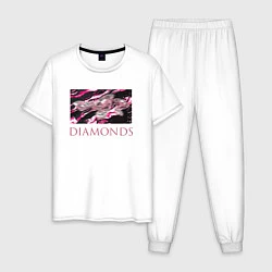 Пижама хлопковая мужская DIAMONDS, цвет: белый