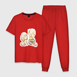 Пижама хлопковая мужская Вкусняшка, цвет: красный