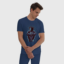 Пижама хлопковая мужская В ожидании цвета тёмно-синий — фото 2