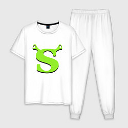 Пижама хлопковая мужская Shrek: Logo S, цвет: белый