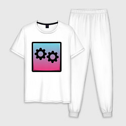 Пижама хлопковая мужская Geometry Dash Gear Z, цвет: белый