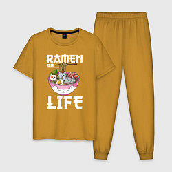 Пижама хлопковая мужская Ramen life, цвет: горчичный