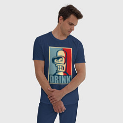 Пижама хлопковая мужская Bender, цвет: тёмно-синий — фото 2