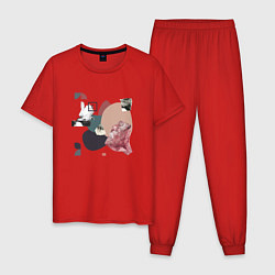 Пижама хлопковая мужская Абстракция, цвет: красный