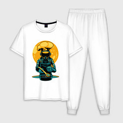 Пижама хлопковая мужская Космонавт Повар, цвет: белый