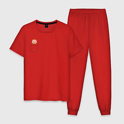 Пижама хлопковая мужская Рагнар в кармане, цвет: красный