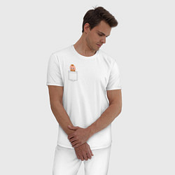 Пижама хлопковая мужская Рагнар в кармане, цвет: белый — фото 2