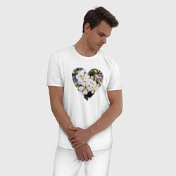 Пижама хлопковая мужская Spring heart, цвет: белый — фото 2