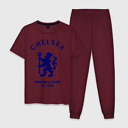 Пижама хлопковая мужская Chelsea Est. 1905, цвет: меланж-бордовый
