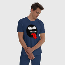 Пижама хлопковая мужская Безумный Смайл Dumbass CS, цвет: тёмно-синий — фото 2