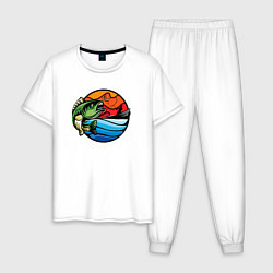 Пижама хлопковая мужская Рыбалка, цвет: белый