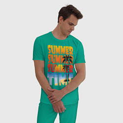 Пижама хлопковая мужская SUMMER TIME, цвет: зеленый — фото 2