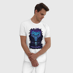 Пижама хлопковая мужская Оборотень The Werewolf Пейзаж, цвет: белый — фото 2