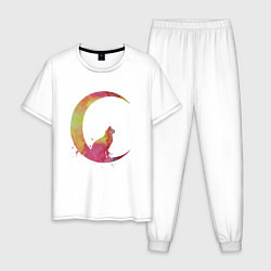 Пижама хлопковая мужская Space Cat, цвет: белый