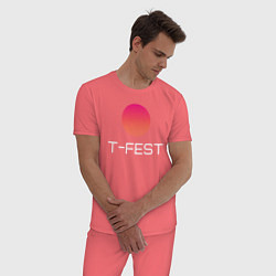 Пижама хлопковая мужская T-Fest, цвет: коралловый — фото 2