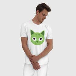 Пижама хлопковая мужская Green Cat, цвет: белый — фото 2