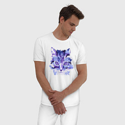 Пижама хлопковая мужская Blue Cat, цвет: белый — фото 2
