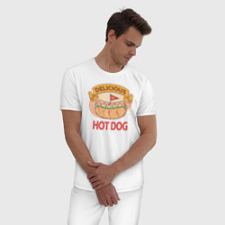 Пижама хлопковая мужская Delicious Hot Dog, цвет: белый — фото 2