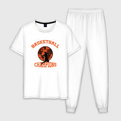 Пижама хлопковая мужская Basketball Champions, цвет: белый