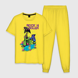 Пижама хлопковая мужская РОК-Н-РОЛЬЩИК, цвет: желтый