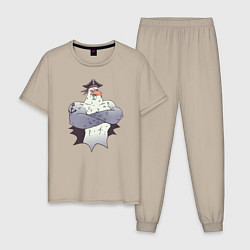 Пижама хлопковая мужская Чайка Пират - Seagull Pirate, цвет: миндальный