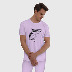 Пижама хлопковая мужская Акула, цвет: лаванда — фото 2