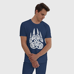 Пижама хлопковая мужская Символ Велеса Медвежья лапа, цвет: тёмно-синий — фото 2