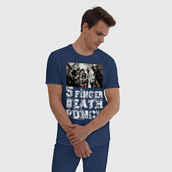 Пижама хлопковая мужская Five Finger Death Punch, цвет: тёмно-синий — фото 2