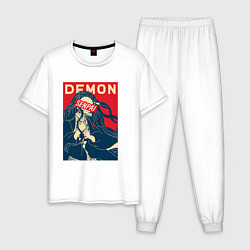 Пижама хлопковая мужская SENPAI NEZUKO DEMON SLAYER, цвет: белый