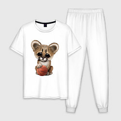 Пижама хлопковая мужская Пума - Баскетбол, цвет: белый