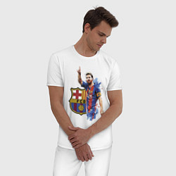 Пижама хлопковая мужская Lionel Messi Barcelona Argentina!, цвет: белый — фото 2