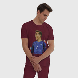 Пижама хлопковая мужская Antoine Griezmann, цвет: меланж-бордовый — фото 2