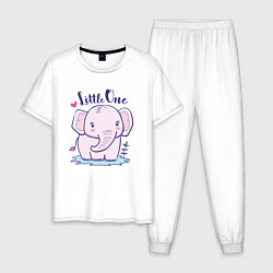 Пижама хлопковая мужская Маленький слоненок, цвет: белый