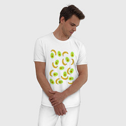 Пижама хлопковая мужская Банан и Авокадо, цвет: белый — фото 2