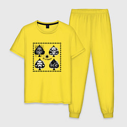 Пижама хлопковая мужская Пики черепа, цвет: желтый