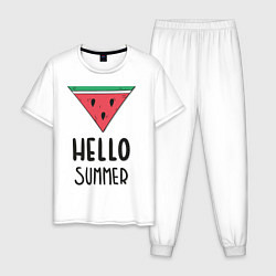 Пижама хлопковая мужская HELLO SUMMER, цвет: белый