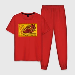 Пижама хлопковая мужская Delorian v 2, цвет: красный